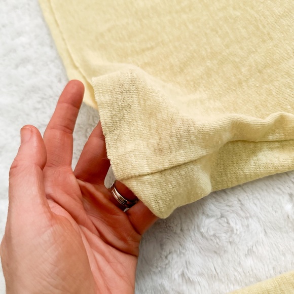 AERIE Oversized Linen Blend Baby Yellow Ling Sleeve Henley Top - Picture 3 of 7